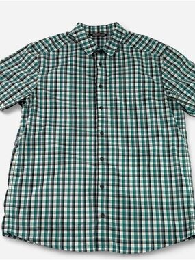 Arc'teryx Mens XL Teal Plaid Short Sleeve Button Front Shirt